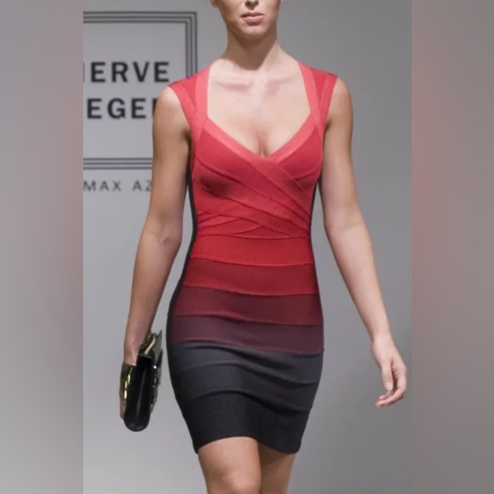 Custom-Made Red & Black Ombrรฉ Bandage Dress โ XS